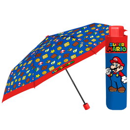 PERLETTI Parapluie plegable manuel Super Mario Bros 50 cm avec varillas fibre de verre, antivent et effet réfléchissant