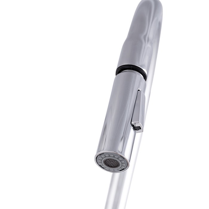 Robinet de cuisine monocommande avec bec col de cygne amovible, chromé