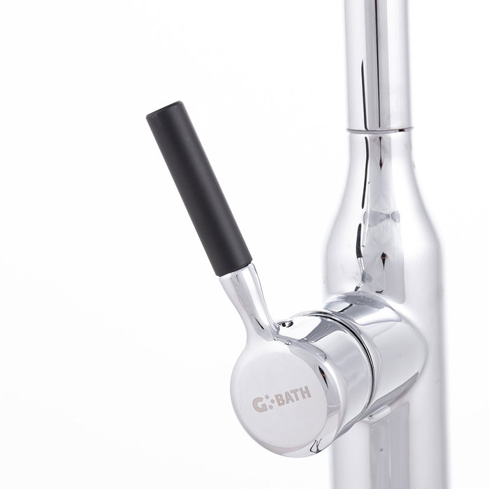 Robinet de cuisine monocommande avec bec col de cygne amovible, chromé