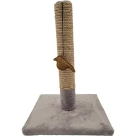 Tyrol Poteau à griffes Birdy 42 cm en sisal naturel avec jouet suspendu oiseau pour chaton et jeune chat - Gris