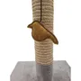 Tyrol Poteau à griffes Birdy 42 cm en sisal naturel avec jouet suspendu oiseau pour chaton et jeune chat - Gris