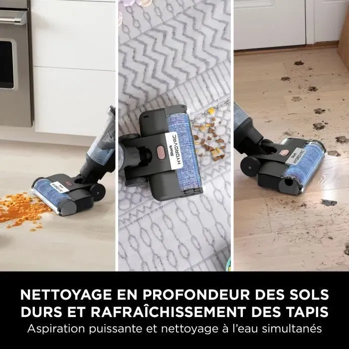 Shark HydroVac WD210EU - Aspirateur Laveur sans fil 3-en-1 pour sols durs avec brosse rotative antimicrobienne - Nettoyage puissant sec et humide
