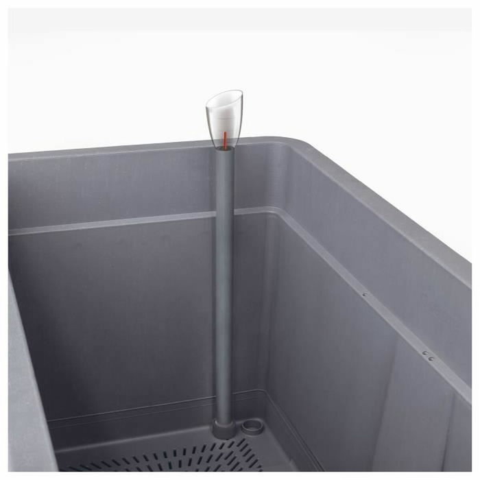 Deroma Jardinière Muret Cosmo Anthracite avec réserve d'eau et roulettes