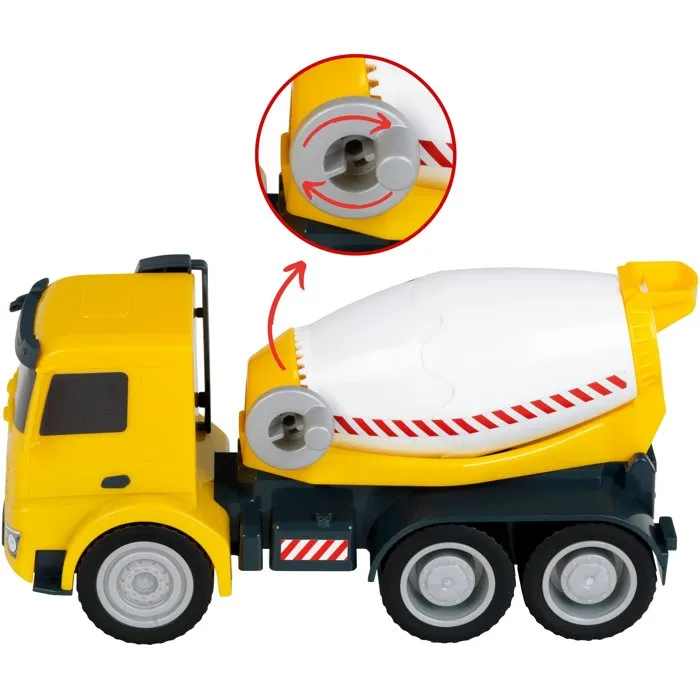 KLEIN - 3804 - Camion toupie à béton Mercedes-Benz Arocs 1:24 - Avec malaxeur rotatif et basculant, roues souples - Jouet pour enfants dès 3 ans