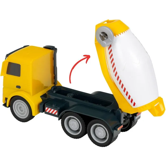 KLEIN - 3804 - Camion toupie à béton Mercedes-Benz Arocs 1:24 - Avec malaxeur rotatif et basculant, roues souples - Jouet pour enfants dès 3 ans