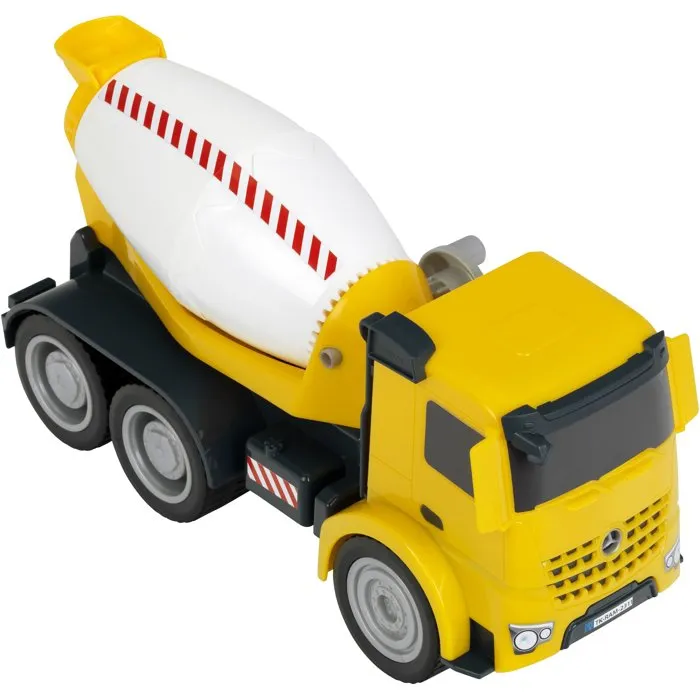 KLEIN - 3804 - Camion toupie à béton Mercedes-Benz Arocs 1:24 - Avec malaxeur rotatif et basculant, roues souples - Jouet pour enfants dès 3 ans