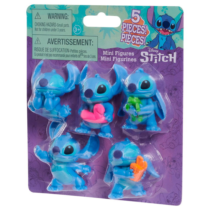 Just Play Pack de 5 Mini Figurines Stitch Disney - Collection de 5 Postures - pour Enfants de 3 Ans et Plus
