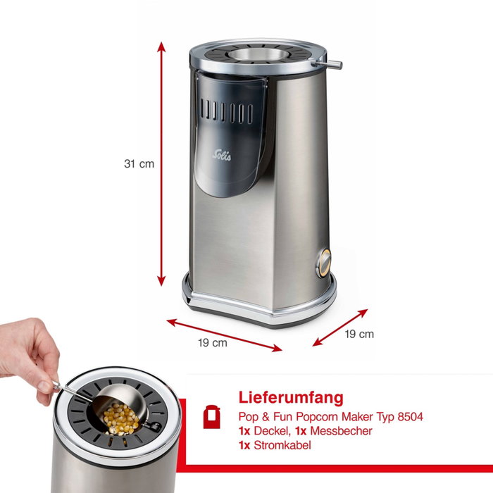 Solis Pop & Fun Popcorn Maker Type 8504 Argent