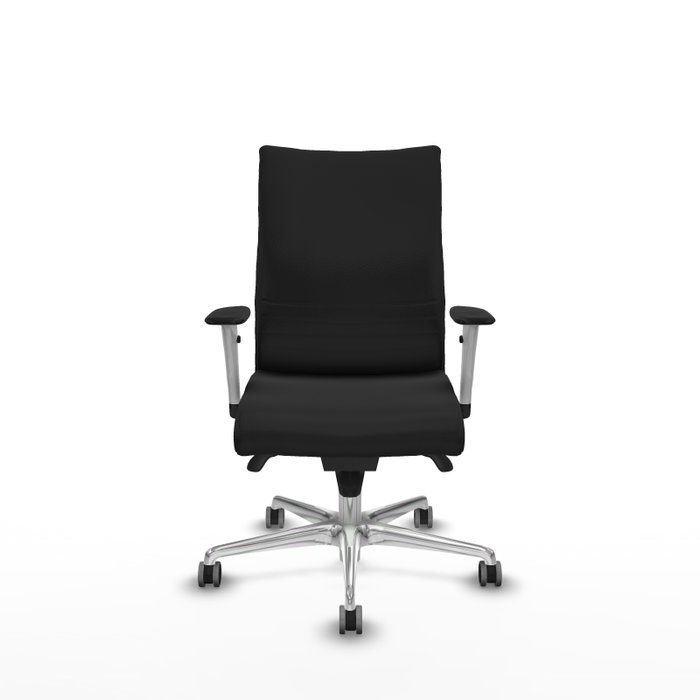 Piqueras Y Crespo Albacete Confidente - Chaise de bureau en similicuir noir avec mécanisme synchrone et base aluminium