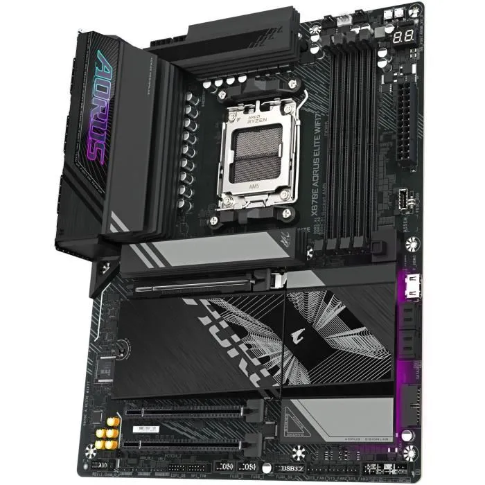 Gigabyte X870E Aorus Elite WiFi7, Carte Mère ATX Socket AM5, avec Wi-Fi 7 et Bluetooth, Noir