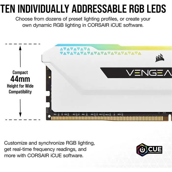 Mémoire RAM Corsair CMH32GX4M2E3200C16W 16 GB 32 GB DDR4 3200 MHz CL16