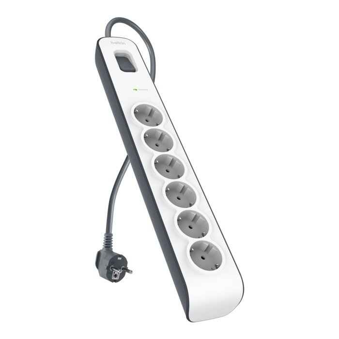 Belkin BSV603vf2M-V2 Multiprise 6 prises avec protection contre les surtensions, 2 m Belkin BSV603vf2M-V2 Multiprise 6 prises avec protection contre les surtensions, 2 m