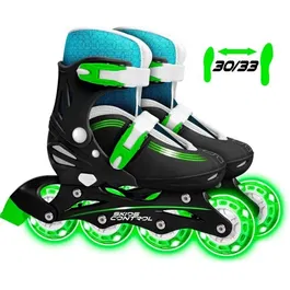 STAMP - Patins en ligne ajustables pour enfant avec roues lumineuses, roulements à billes 608Z, frein arrière et système d'ajustement rapide