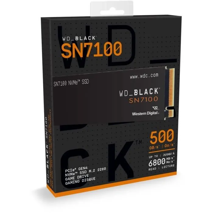 Western Digital WD_BLACK SN7100 SSD Interne NVMe 2 To - Jusqu'à 7 250 Mo/s en Lecture, 6 900 Mo/s en Écriture - Pour Gaming et Applications IA