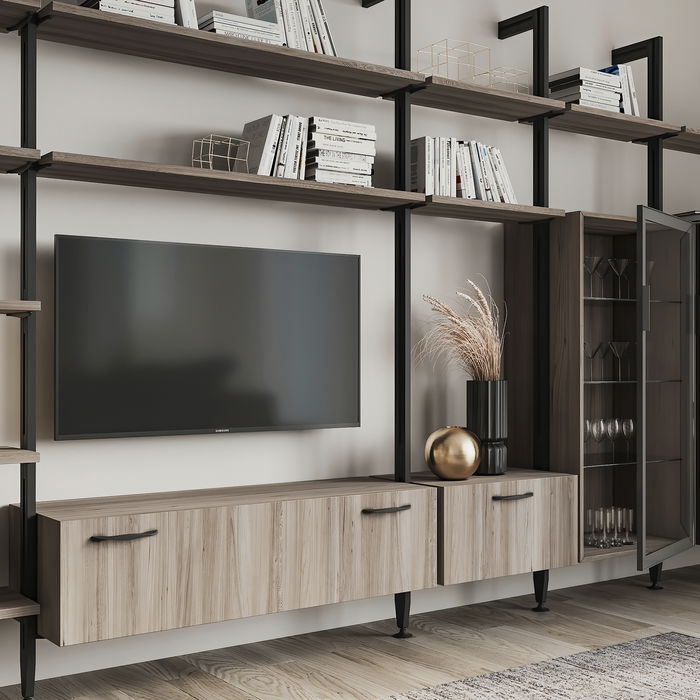 Emuca Kit de fixation pour 3 étagères en bois et 1 module pour structure Zero, Zamak, Peint en noir texturé