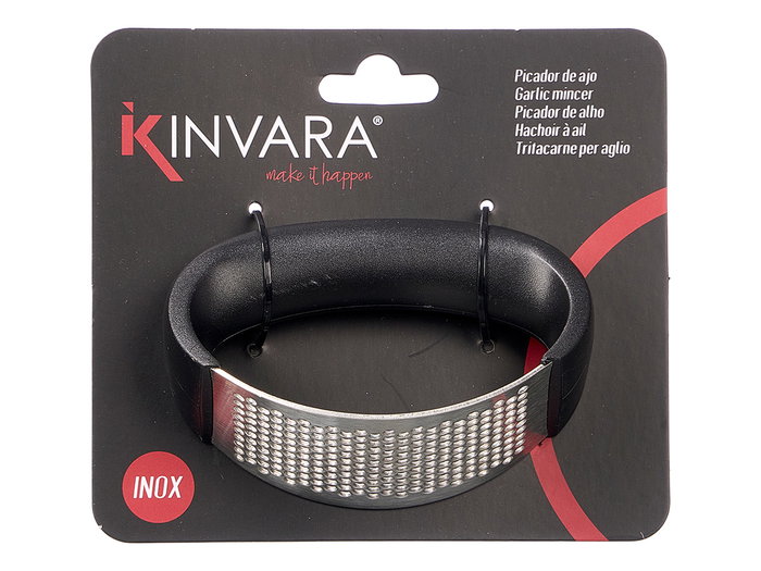 Kinvara Hachoir à Ail avec Manche 10,5 x 5 x 7 cm, Noir et Argenté, Acier Inoxydable et PP (Set de 24)