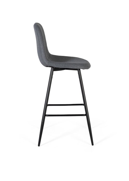 Giner y Colomer Tapiza2 Lot de 4 tabourets contemporains en tissu gris, rembourrés, avec pieds en acier tubulaire noir mat