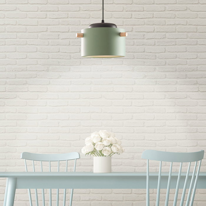 Suspension Averie Design Moderne Métal et Bois Blanc Blanc SKD-P1013-OG pour Cuisine et Chambre