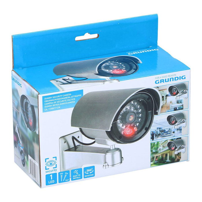 Grundig Caméra de sécurité factice bullet chromé 11 x 8 x 17 cm