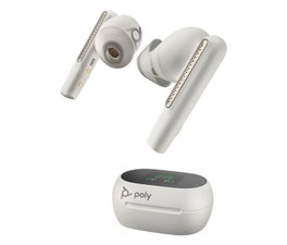 HP Voyager Free 60+ UC White Sand avec adaptateur BT700 USB-A et boîtier de charge tactile