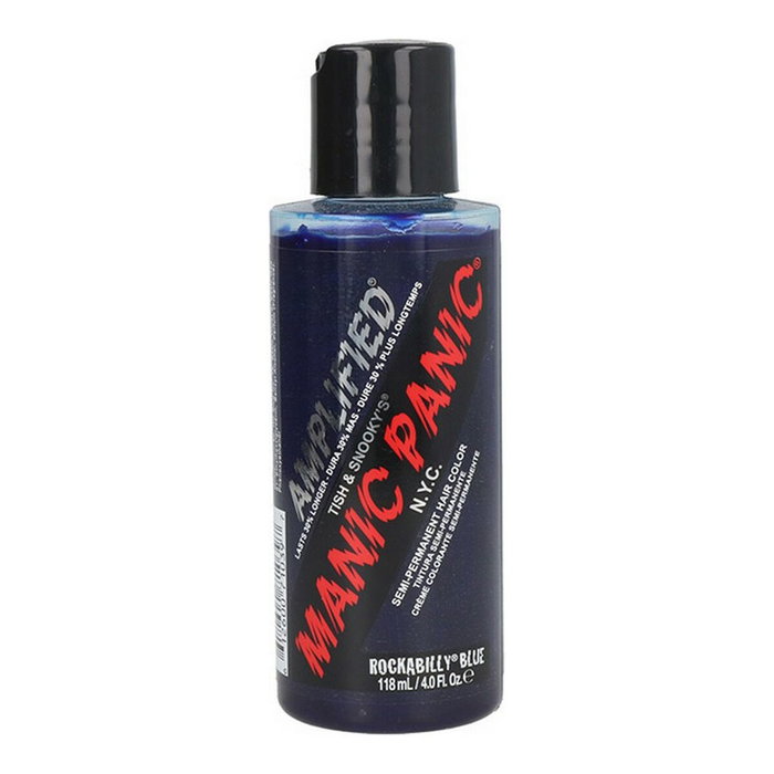 Manic Panic - Teinture capillaire Rockabilly Blue Amplified 118 ml - Colorant vegan longue durée, intensifié 30%, aconditionnant, sans PPD, non testé sur animaux