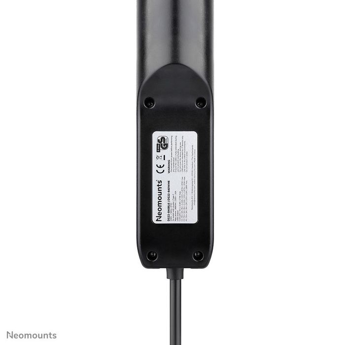 Neomounts DS22-840BL6 VOLT Prise de bureau avec support, 2 x USB-C 20W, 1 x USB-A 18W, 3 x 230V, Type F, 3680 W, câble 1.4 m, Charge rapide, Noir