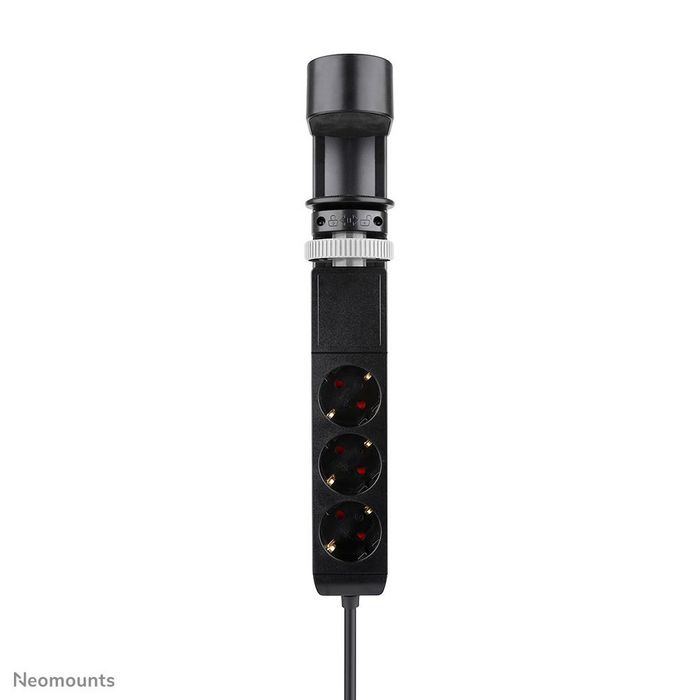 Neomounts DS22-840BL6 VOLT Prise de bureau avec support, 2 x USB-C 20W, 1 x USB-A 18W, 3 x 230V, Type F, 3680 W, câble 1.4 m, Charge rapide, Noir