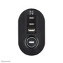 Neomounts DS22-840BL6 VOLT Prise de bureau avec support, 2 x USB-C 20W, 1 x USB-A 18W, 3 x 230V, Type F, 3680 W, câble 1.4 m, Charge rapide, Noir