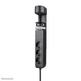 Neomounts DS22-840BL6 VOLT Prise de bureau avec support, 2 x USB-C 20W, 1 x USB-A 18W, 3 x 230V, Type F, 3680 W, câble 1.4 m, Charge rapide, Noir