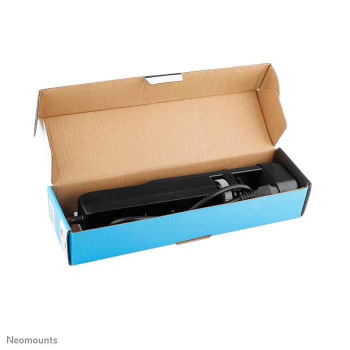 Neomounts DS22-840BL6 VOLT Prise de bureau avec support, 2 x USB-C 20W, 1 x USB-A 18W, 3 x 230V, Type F, 3680 W, câble 1.4 m, Charge rapide, Noir