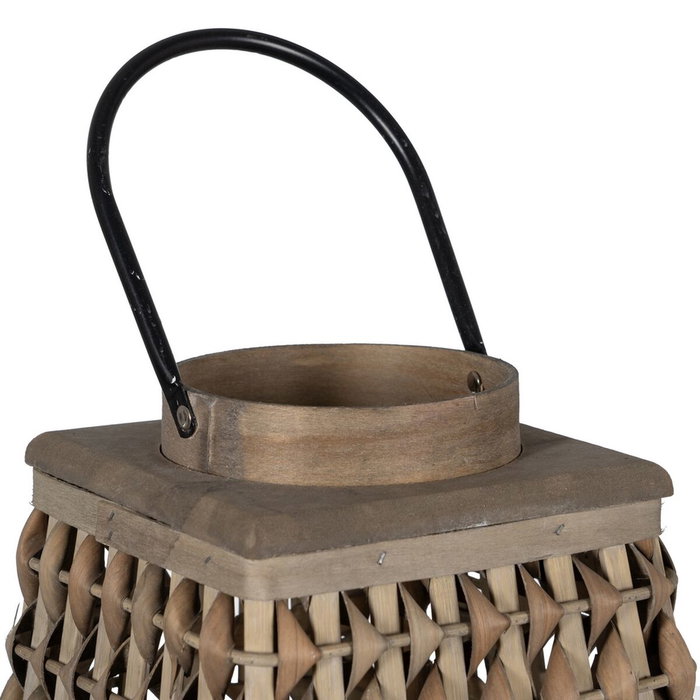 Lanterne Gris Bambou Verre 30 x 30 x 56 cm Lanterne Gris Bambou Verre 30 x 30 x 56 cm