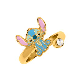 Disney Bague Stitch en Or Plaqué, Pierre Transparente, Autoadjustable, Emballage Officiel - Référence : PEERS HARDY