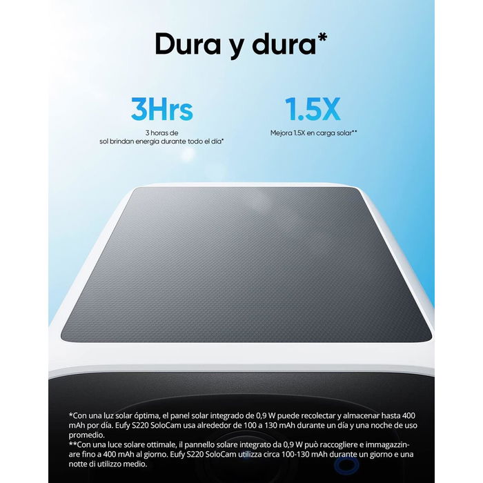 Anker Eufy SoloCam S220 - Caméra de sécurité IP Wi-Fi intérieure et extérieure - Blanc - Montage mur/plafond - Vision nocturne - Alimentation solaire - IP67 - Détection humaine Anker Eufy SoloCam S220 - Caméra de sécurité IP Wi-Fi intérieure et extérieure - Blanc - Montage mur/plafond - Vision nocturne - Alimentation solaire - IP67 - Détection humaine