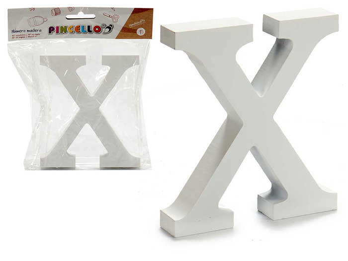 PINCELLO Lettre X en bois blanc 2x11cm, lot de 24 PINCELLO Lettre X en bois blanc 2x11cm, lot de 24