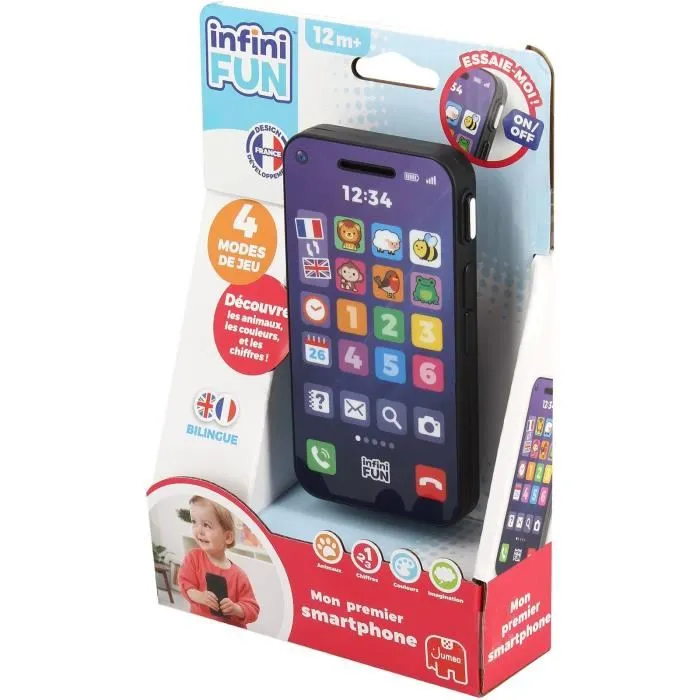 Smartphone éducatif InfiniFun pour bébé dès 12 mois avec 4 jeux d'apprentissage des couleurs, chiffres et animaux Smartphone éducatif InfiniFun pour bébé dès 12 mois avec 4 jeux d'apprentissage des couleurs, chiffres et animaux