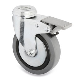 Q&Q Roue pivotante Jade Plus Ø100 avec frein, plaque anti-fil, double rangée de billes, acier zingué, charge max 70kg