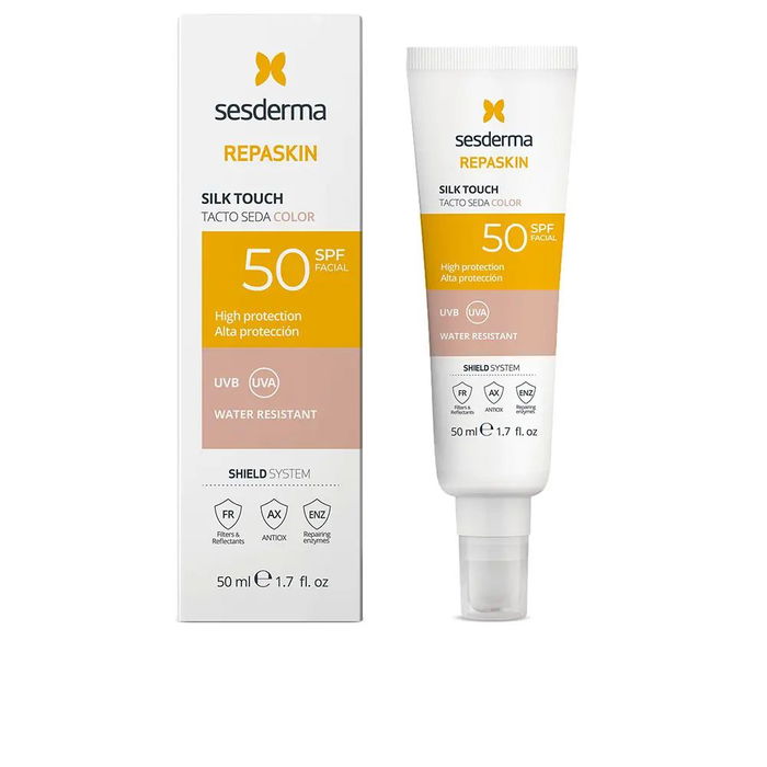 Sesderma Repaskin Crème Solaire Soin du Visage Toucher Soyeux avec Couleur SPF50 50 ml