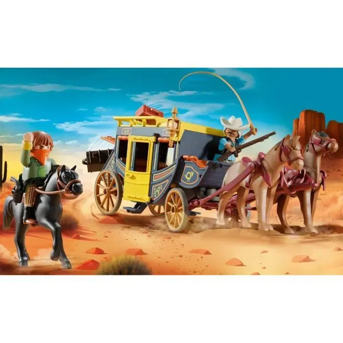 Playmobil 71862 Attaque de diligence au Far West - Set Western 58 pièces - Collection - À partir de 14 ans