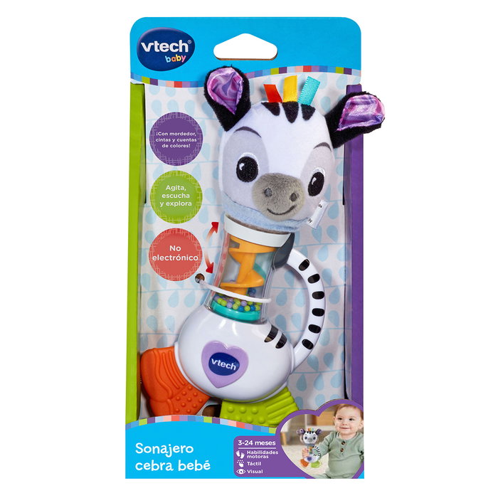 V-Tech Hochet Zèbre Bébé 80-567222 Jouet Sensoriel Textures Mordeur Sans Électronique V-Tech Hochet Zèbre Bébé 80-567222 Jouet Sensoriel Textures Mordeur Sans Électronique