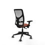 Chaise Motilla Synchro 3 positions tissu Marron Maille Blanc Base pyramidale noire Accoudoir 3D Sans appui-tête Roulettes 65mm pour moquette