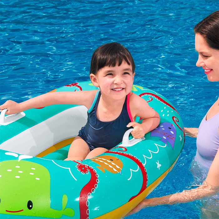 Bestway 34009 Bateau Gonflable Enfant Crustacés Joyeux 119x79 cm +3-6 Ans Plage et Piscine