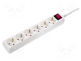 AS SCHWABE Rallonge réseau 6 prises, 5m, blanc