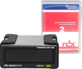 Tandberg Data QuikStor RDX Lecteur Externe avec Cassette 2 To Multipack Noir