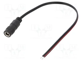 SUNNY Câble d'alimentation DC plat 2x0,5mm2, DC 5,5/2,1 socle droit, noir, 0,2m