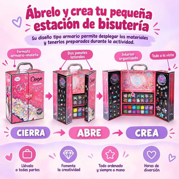JugaToys Armario Maletín Belleza avec accessoires de création de bijoux