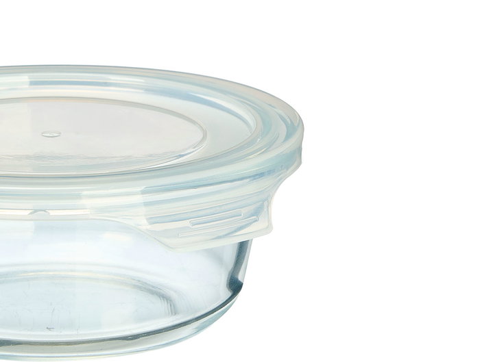 Vivalto Boîte de Conservation Ronde Transparente Verre 14x5x13 cm 400 ml (Set de 24)