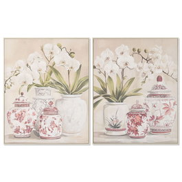 Toile Home ESPRIT Blanc Rouge Oriental Vase 80 x 4,5 x 100 cm (2 Unités)