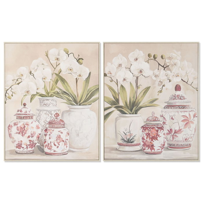 Home ESPRIT Toile Blanc Rouge Oriental Vase (Lot de 2) Home ESPRIT Toile Blanc Rouge Oriental Vase (Lot de 2)