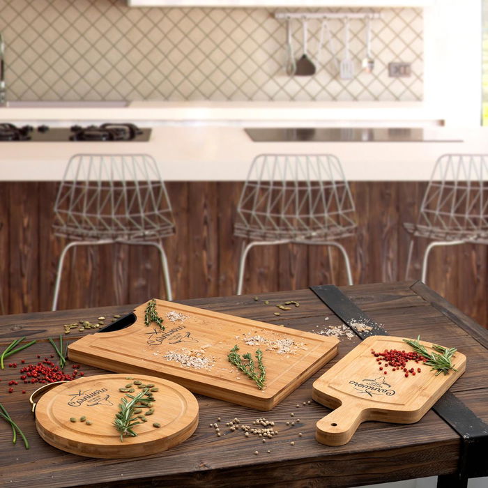 Planche à découper Quid Carnivoro Marron Bois Acier 35 x 16 x 2 cm Planche à découper Quid Carnivoro Marron Bois Acier 35 x 16 x 2 cm