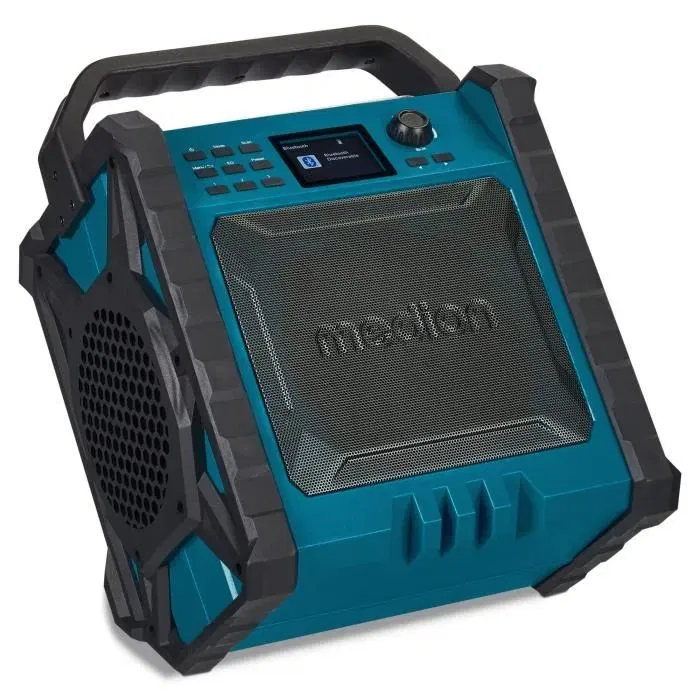 Medion Radio portable avec Bluetooth 5.3 et tuner DAB+/FM - Écran couleur - IP54 résistant à l'eau et à la poussière - 30 W RMS - Batterie longue autonomie et fonction powerbank